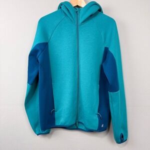 BONOBOS Fielder Tech Fleece Hoodie Jacket Size S Teal Blue Knit Lightweight Zip